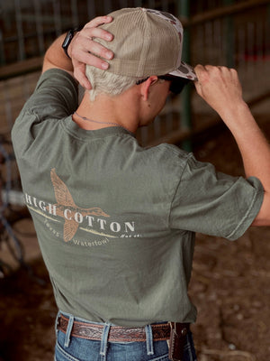 Duck Sage Green Comfort Colors Pocket Tee by High Cotton Hat Co in Texas