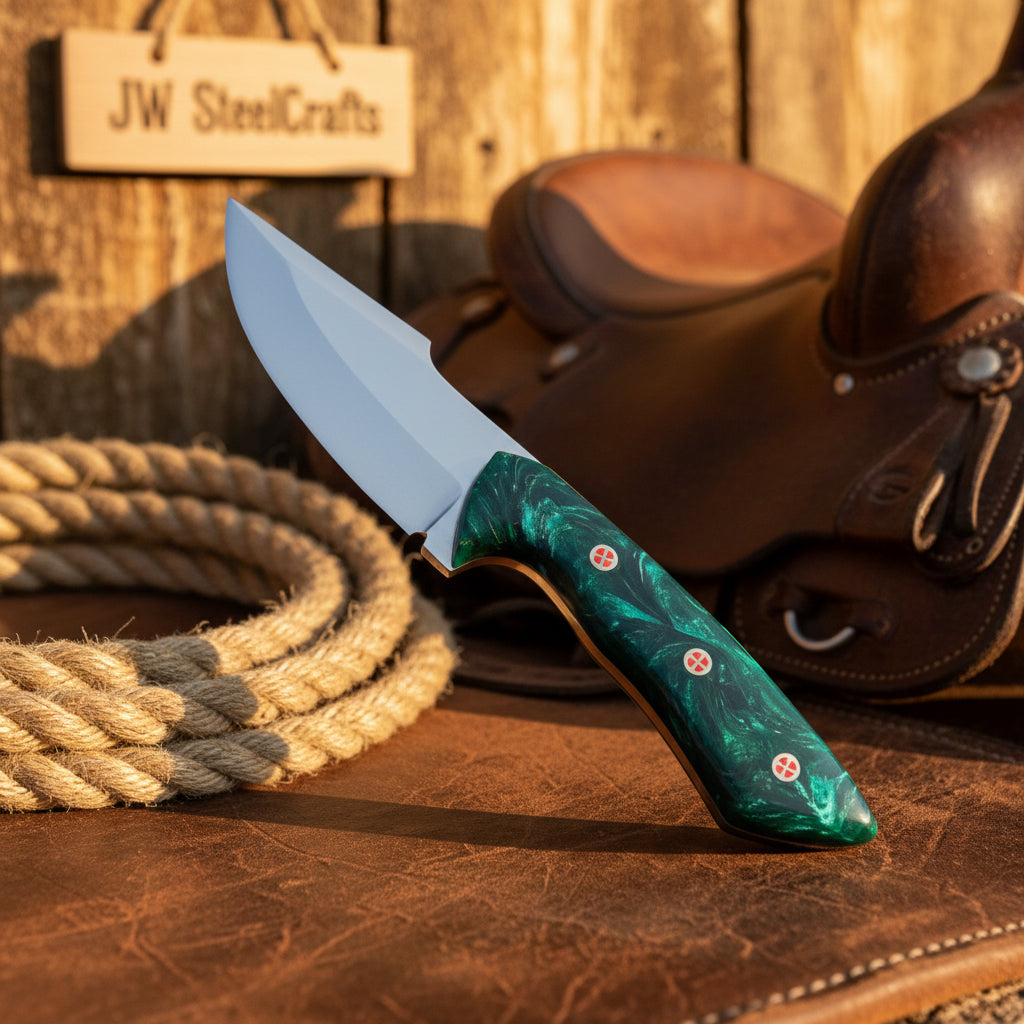 Emerald Range Stainless Skinner Knife by JW SteelCrafts, alternate view 2