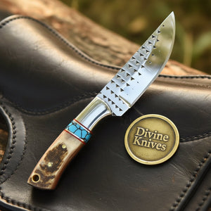 Antler Turquoise Rasp Cowboy Belt Knife with product detail, view 5