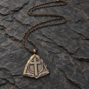 The Resurrection Cross - Bronze Christian necklace by Forged By Fire - additional view 3