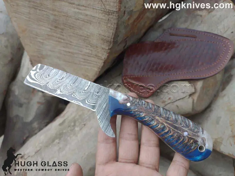 Blue Pine Cone Bull Cutter Knife for Working Cowboys and Collectors