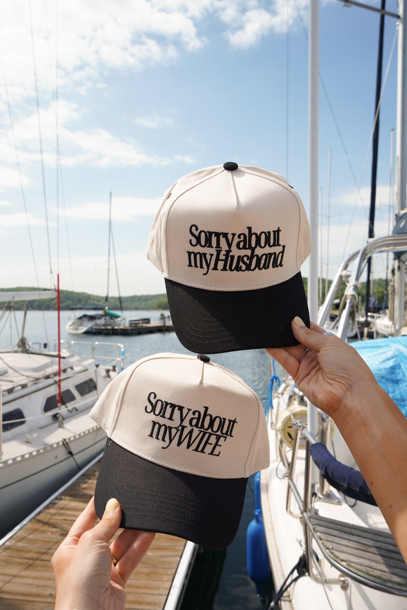 Sorry about my Husband / Wife Vintage Trucker Hat by KenzKustomz, Southern lifestyle apparel main product photo