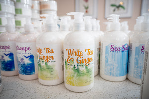 White Tea & Ginger Hand & Body Lotion 16 Oz Or 2 Oz by Essential Journeys, Southern food gift detail photo 4