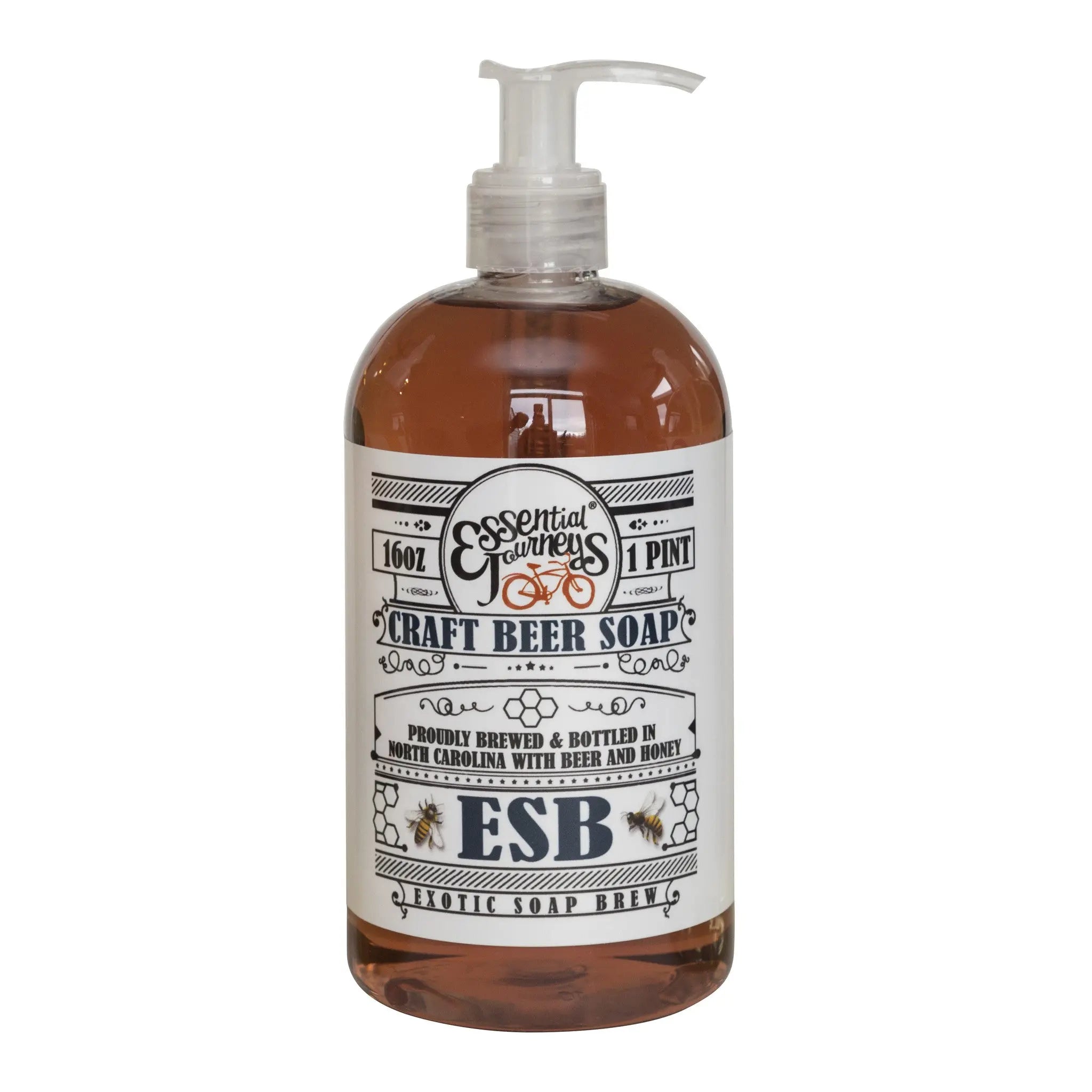 Bottle of ESB Craft Beer Soap with a pump dispenser, 16 oz.
