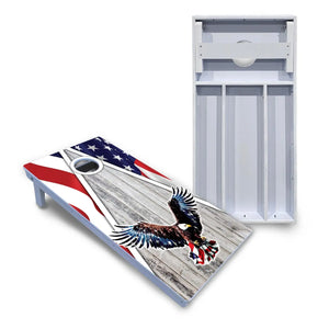 Eagle Triangle Whitewash Cornhole Boards - All Weather Series by Cornhole Solutions, custom cornhole board main product photo