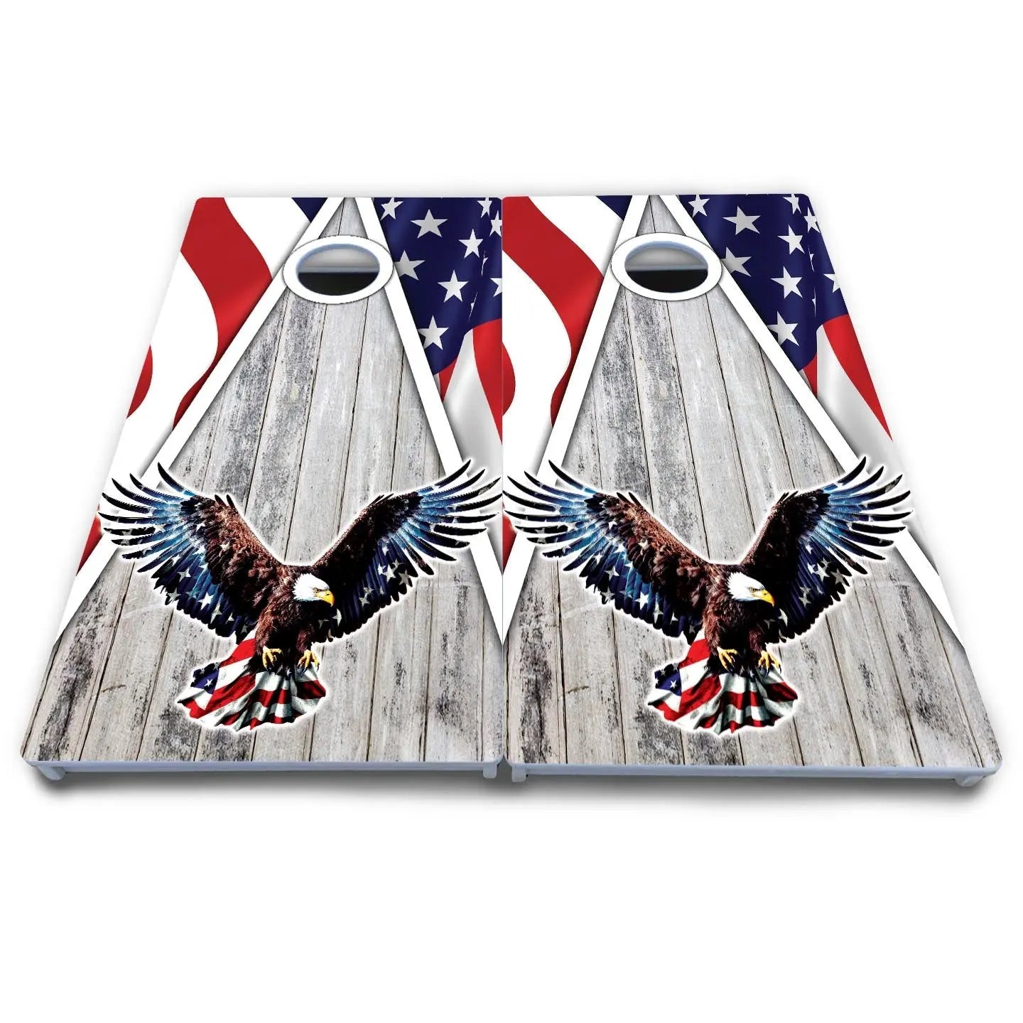 Eagle Triangle Whitewash Cornhole Boards - All Weather Series by Cornhole Solutions, custom cornhole board detail photo 4