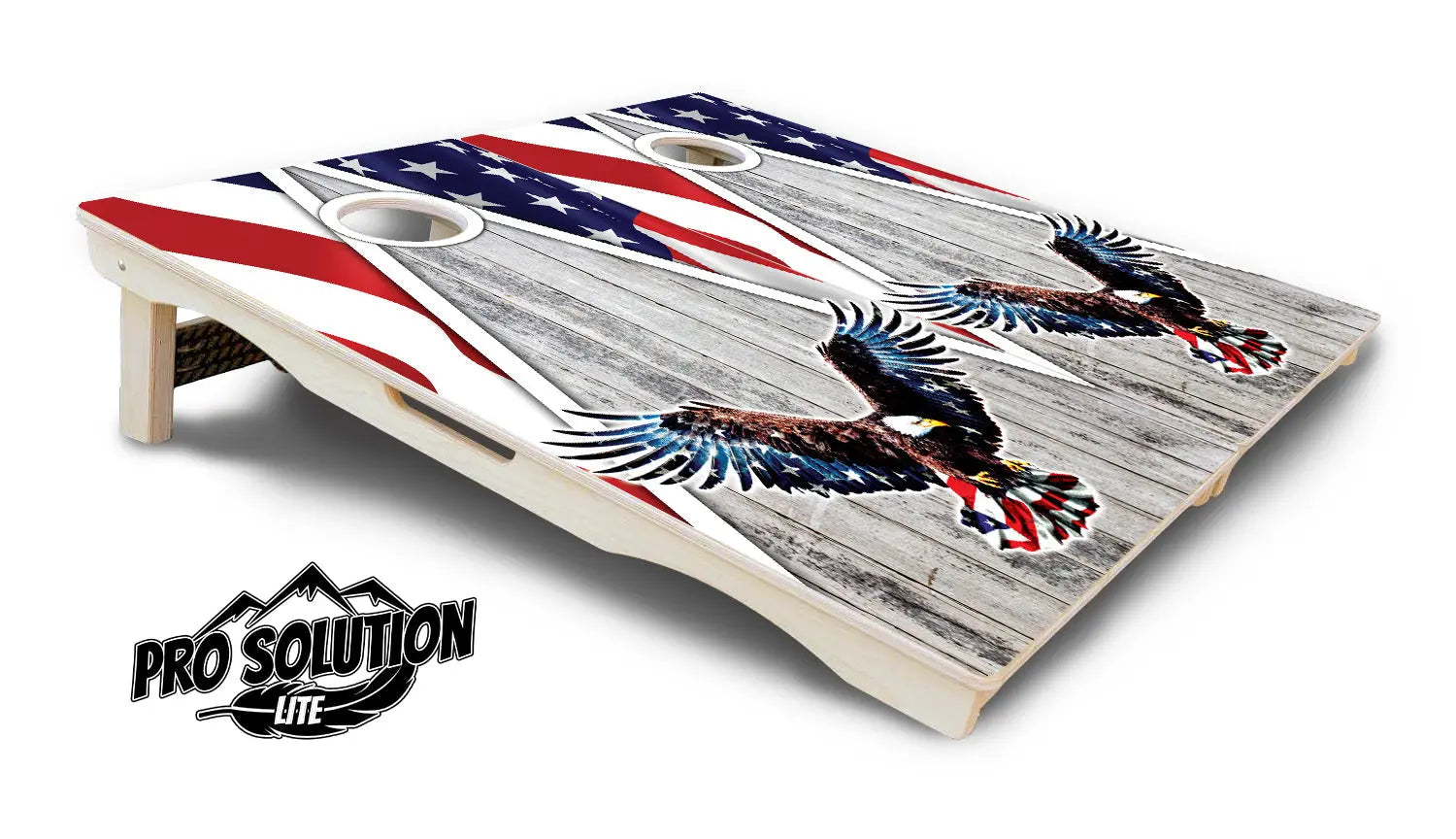 Eagle Triangle Whitewash Cornhole Boards - Pro Solution Lite Series by Cornhole Solutions, custom cornhole board detail photo 4