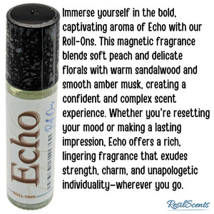 Echo roll-on perfume bottle with a black cap, featuring the brand "ResilScents" on the lower right.