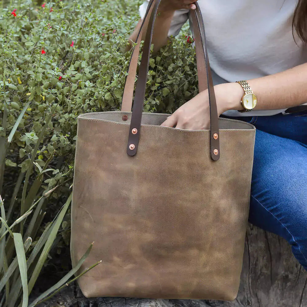 Eden LARGE Leather Tote Bag - Classic by Mission Mercantile Leather Goods, handmade leather goods detail photo 3