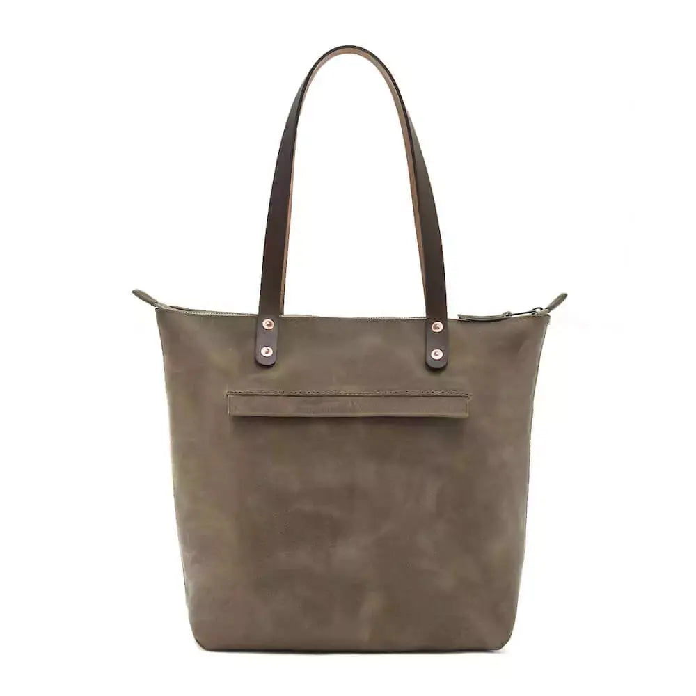 Eden LARGE Leather Tote Bag - Zippered by Mission Mercantile Leather Goods, handmade leather goods detail photo 5