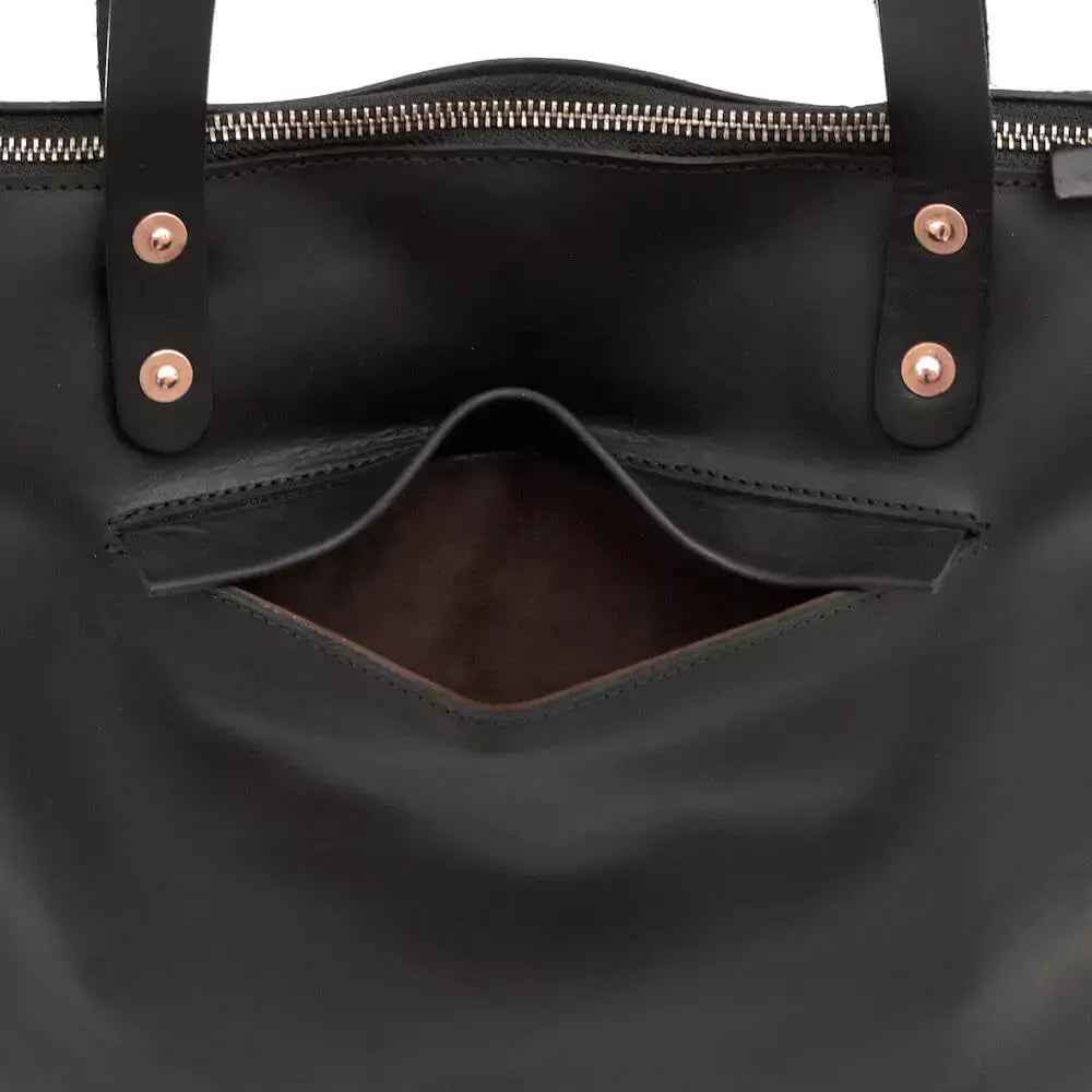 Eden LARGE Leather Tote Bag - Zippered by Mission Mercantile Leather Goods, handmade leather goods detail photo 19
