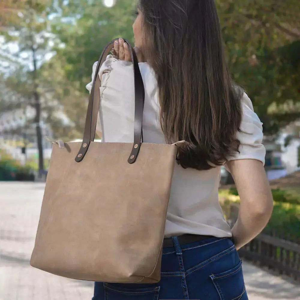 Eden MEDIUM Leather Tote Bag - Zippered Mission Mercantile Leather Goods