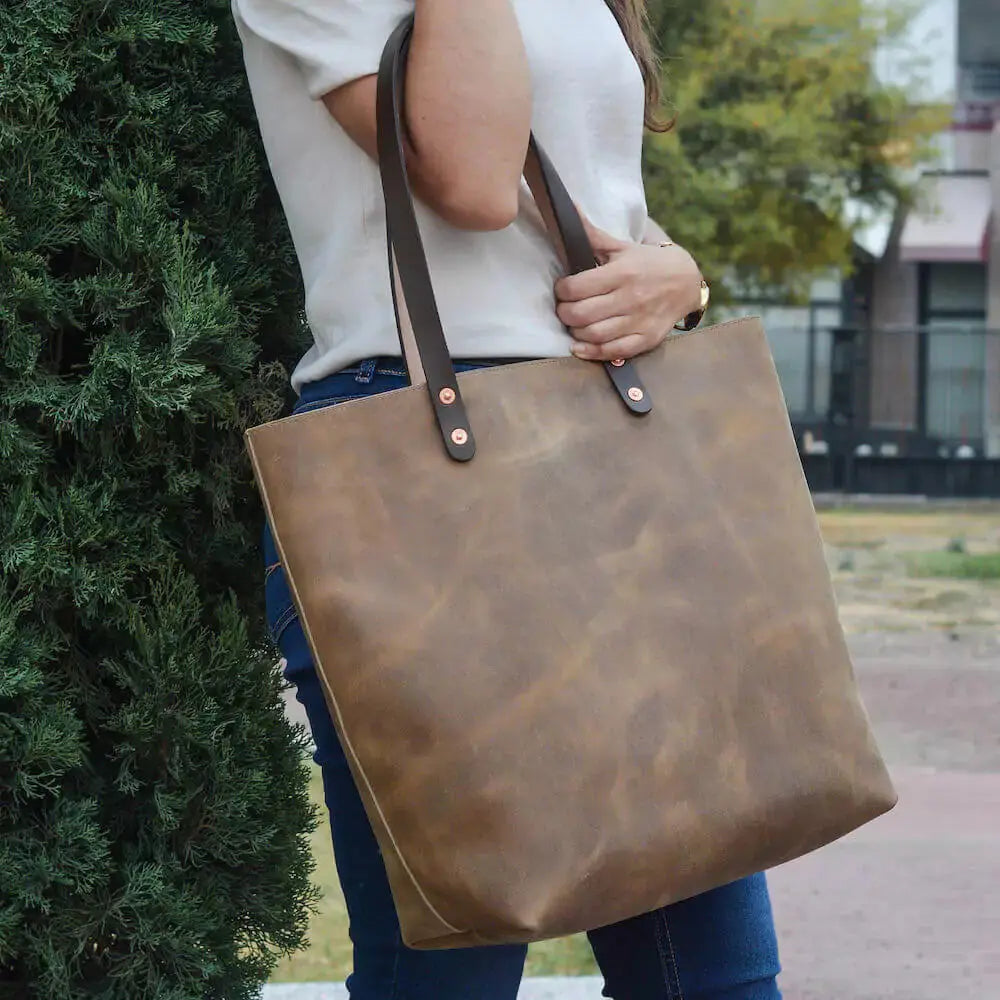 Eden OVERSIZED Leather Tote Bag - Classic Mission Mercantile Leather Goods