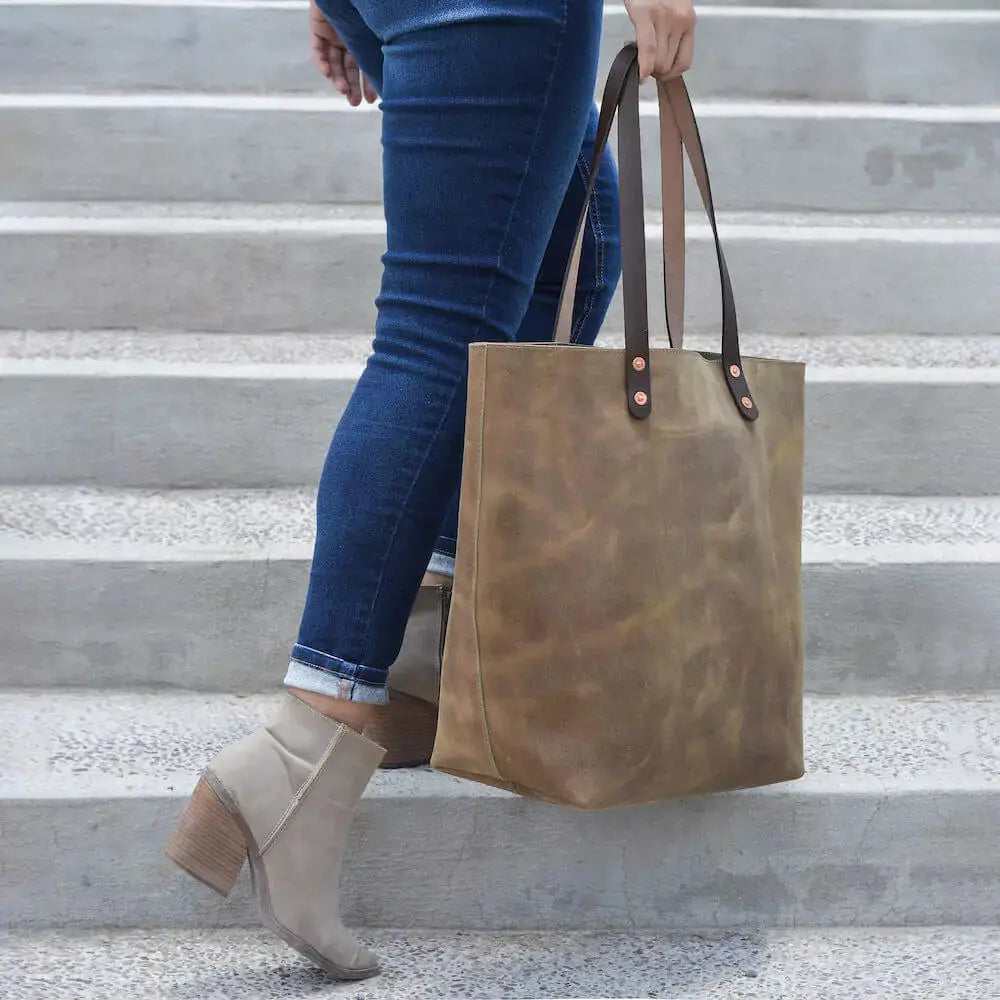 Eden OVERSIZED Leather Tote Bag - Classic Mission Mercantile Leather Goods