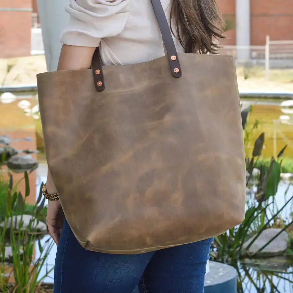 Eden OVERSIZED Leather Tote Bag - Classic Mission Mercantile Leather Goods