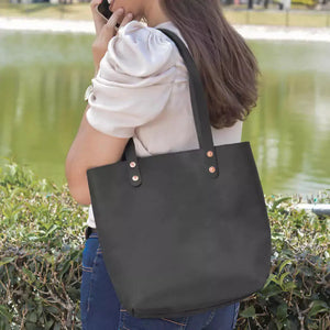 Eden SMALL Leather Tote Bag - Classic by Mission Mercantile Leather Goods, handmade leather goods detail photo 3