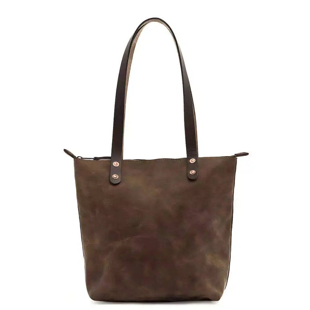 Eden SMALL Leather Tote Bag - Zippered by Mission Mercantile Leather Goods, handmade leather goods detail photo 4