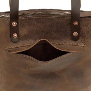 Eden SMALL Leather Tote Bag - Zippered by Mission Mercantile Leather Goods, handmade leather goods detail photo 9