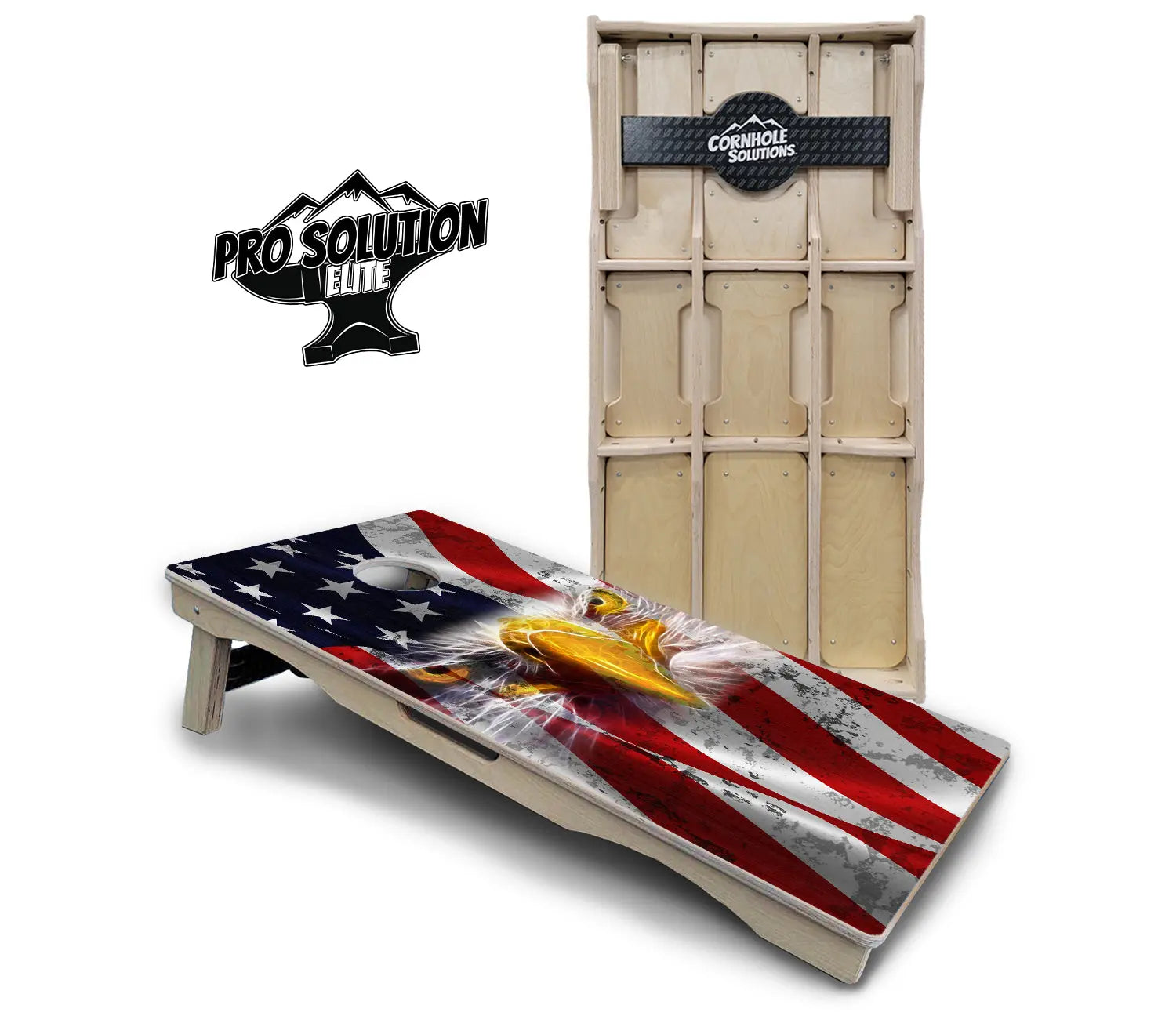 Electric Eagle Cornhole Boards - Pro Solution Elite Series by Cornhole Solutions, custom cornhole board main product photo