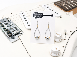 Tri Colored Guitar String Hoop Earrings by N Harmony Jewelry, handmade jewelry main product photo