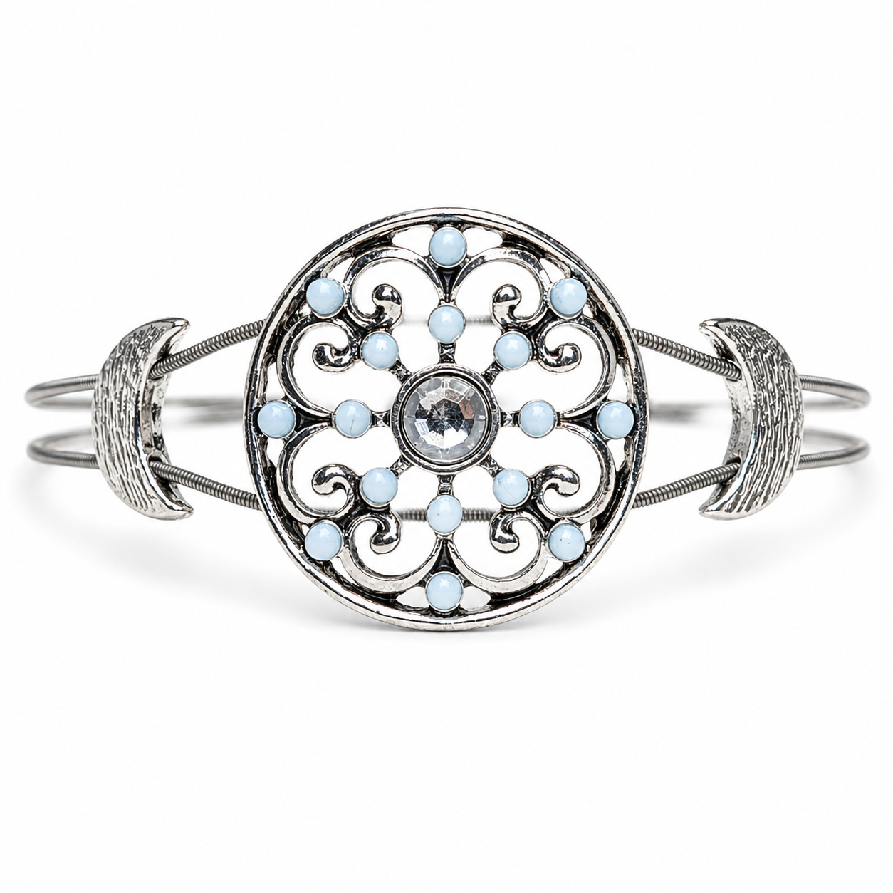 Light blue and silver guitar string bracelet