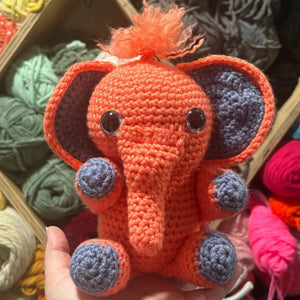 Crochet Elephant Plush Toy - Orange Amigurumi Lucky Elephant by Klassy Krafts