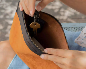 Ellington Zippered Pouch by Mission Mercantile Leather Goods, handmade leather goods main product photo
