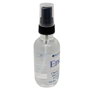 Clear spray bottle with a black nozzle and a clear cap on a white background.