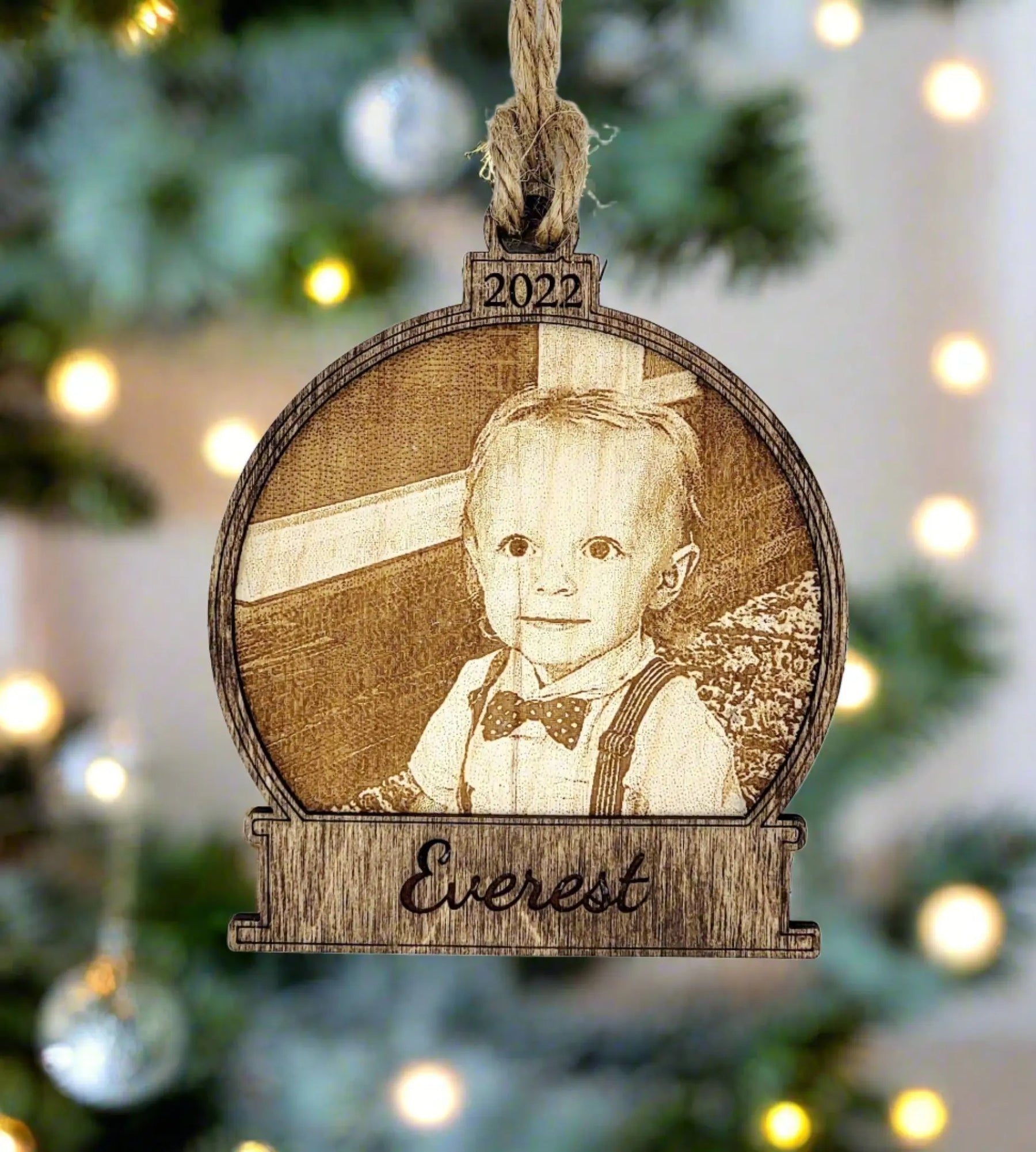 Engraved Picture Christmas Ornament by EverLee Creations, Southern home decor detail photo 2