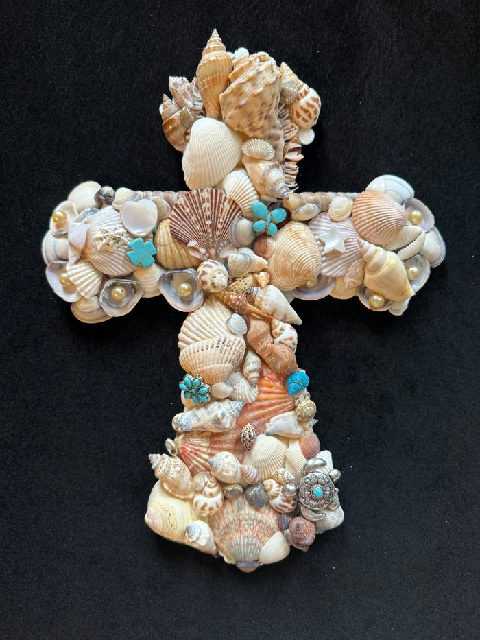 Seashell Cross with Blue