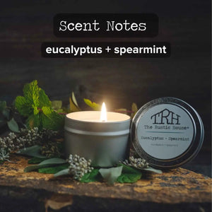 Eucalyptus + Spearmint Travel Tin by The Rustic House, scented candle detail photo 2