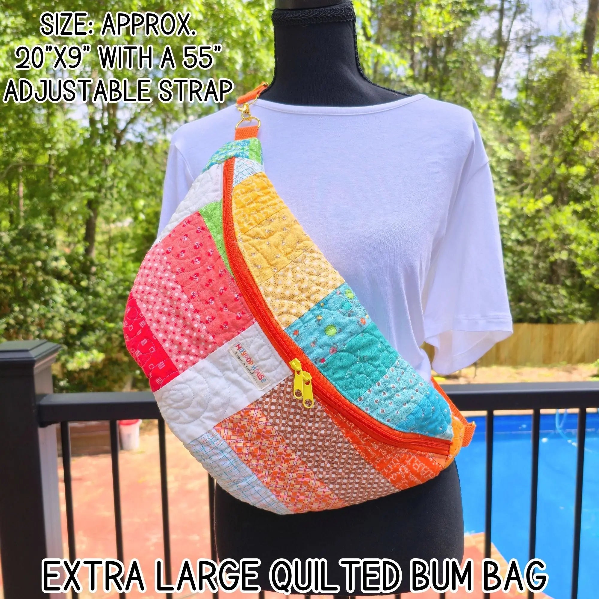 Extra Large Quilted Bum Bag, Patchwork Sling Bag, Upcycled Quilt Bag, Boho Crossbody Bag, Handmade Belt Bag, Hippie Fanny Pack Purse Maypop House Designs