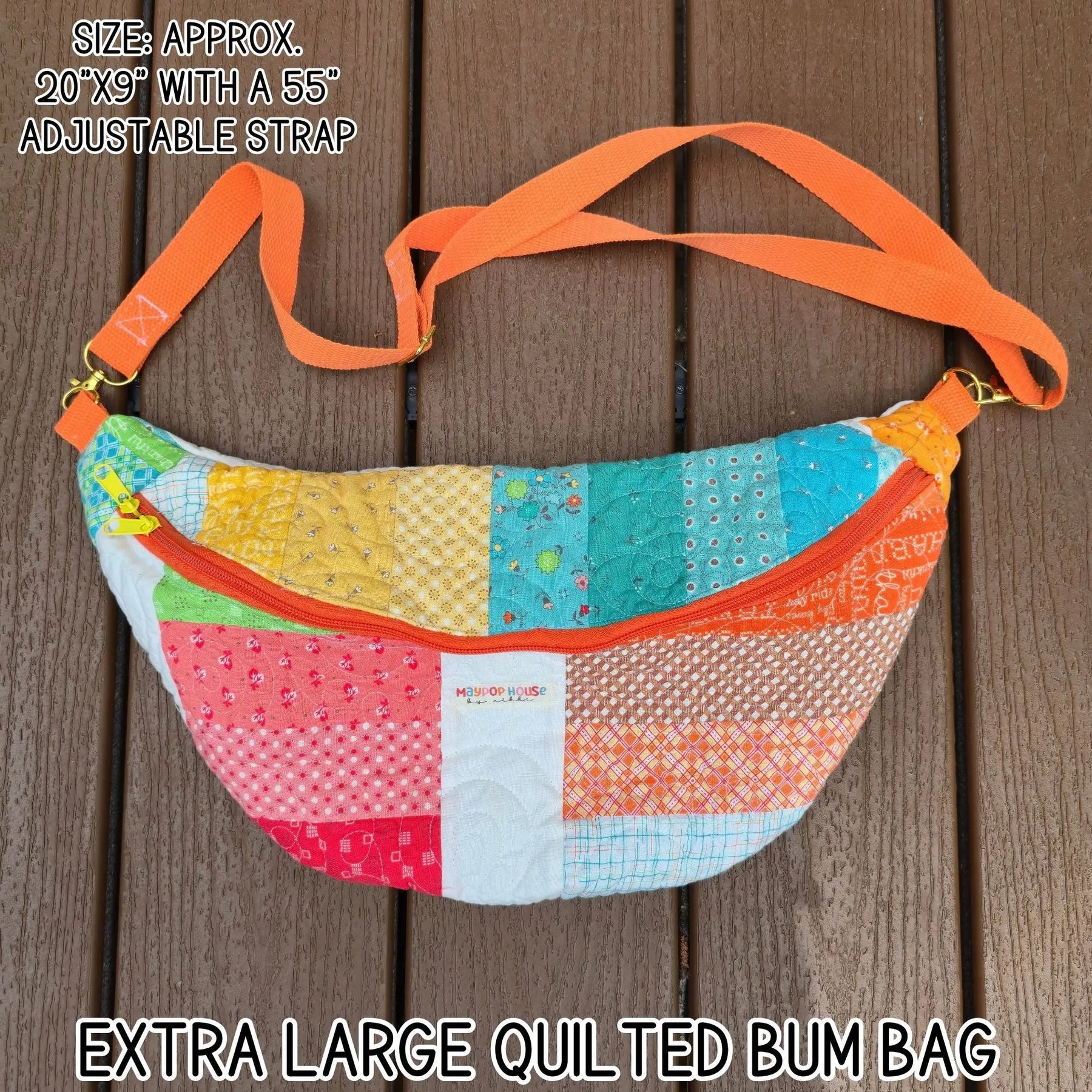 Extra Large Quilted Bum Bag, Patchwork Sling Bag, Upcycled Quilt Bag, Boho Crossbody Bag, Handmade Belt Bag, Hippie Fanny Pack Purse by Maypop House Designs, natural skincare