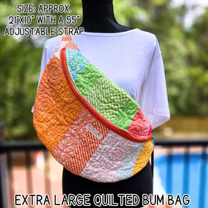 Extra Large Quilted Bum Bag, Patchwork Sling Bag, Upcycled Quilt Bag, Boho Crossbody Bag, Handmade Belt Bag, Hippie Fanny Pack Purse Maypop House Designs