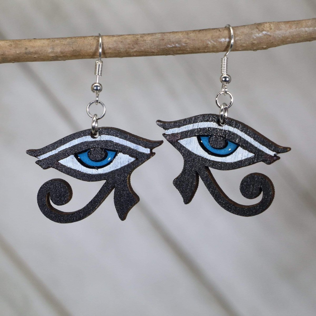 Eye of Horus Wooden Earrings | Egyptian Symbol Jewelry