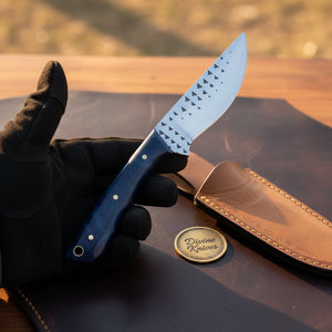 Blue Swirl Resin Rasp Cowboy Knife with by Divine Knives