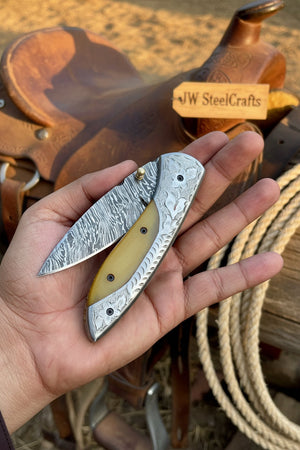 Boneridge Damascus Folder by JW SteelCrafts