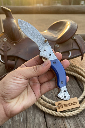 Silverline Ridge Curved Folder Knife by JW SteelCrafts