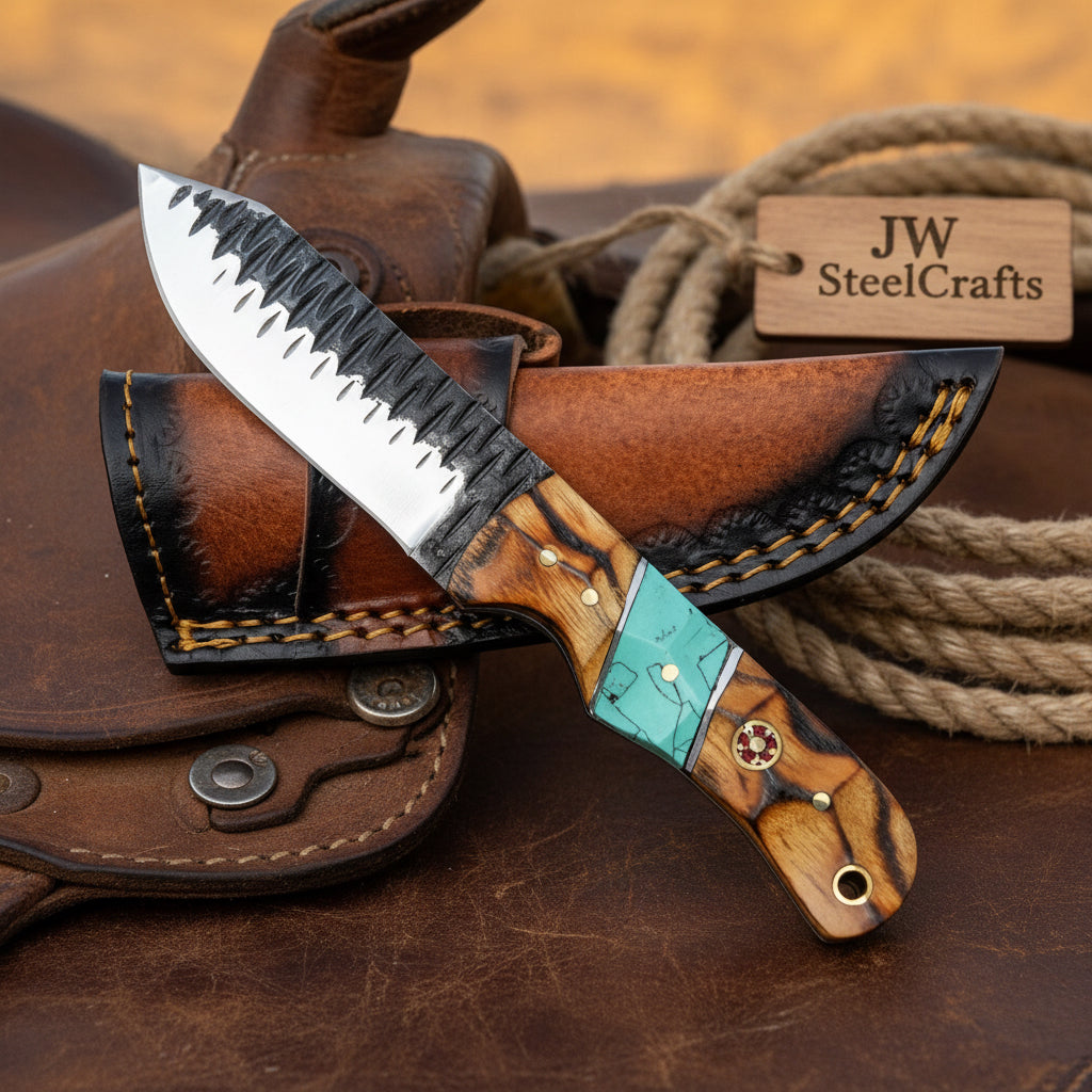 Ridgeback Hammered Tracker Knife with Serrated Spine by JW SteelCrafts — view 1 of 1