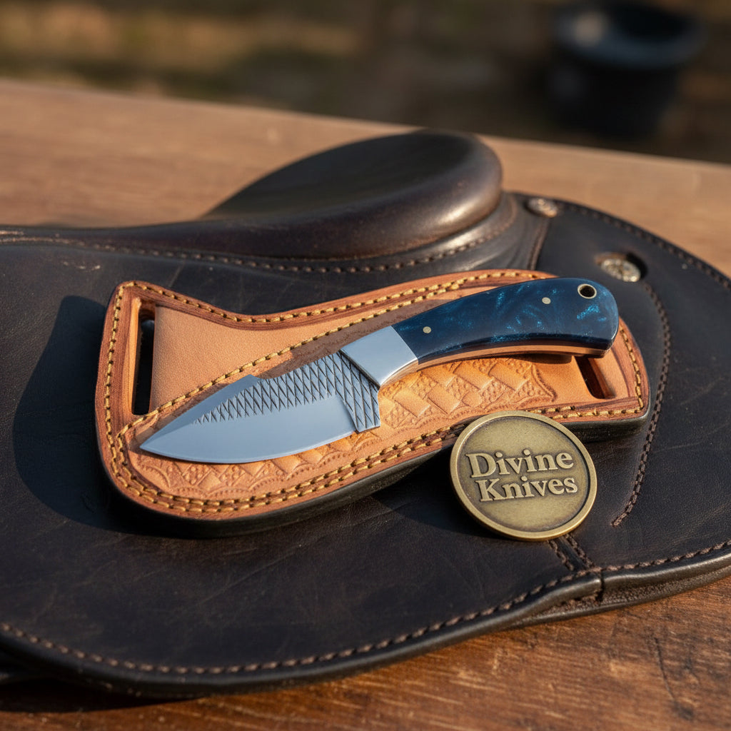Rasp Blue Resin Skinner with Textured Blade product detail, view 2