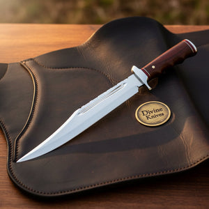 Rosewood Handle Fullered Alamo Bowie with Red Spacers