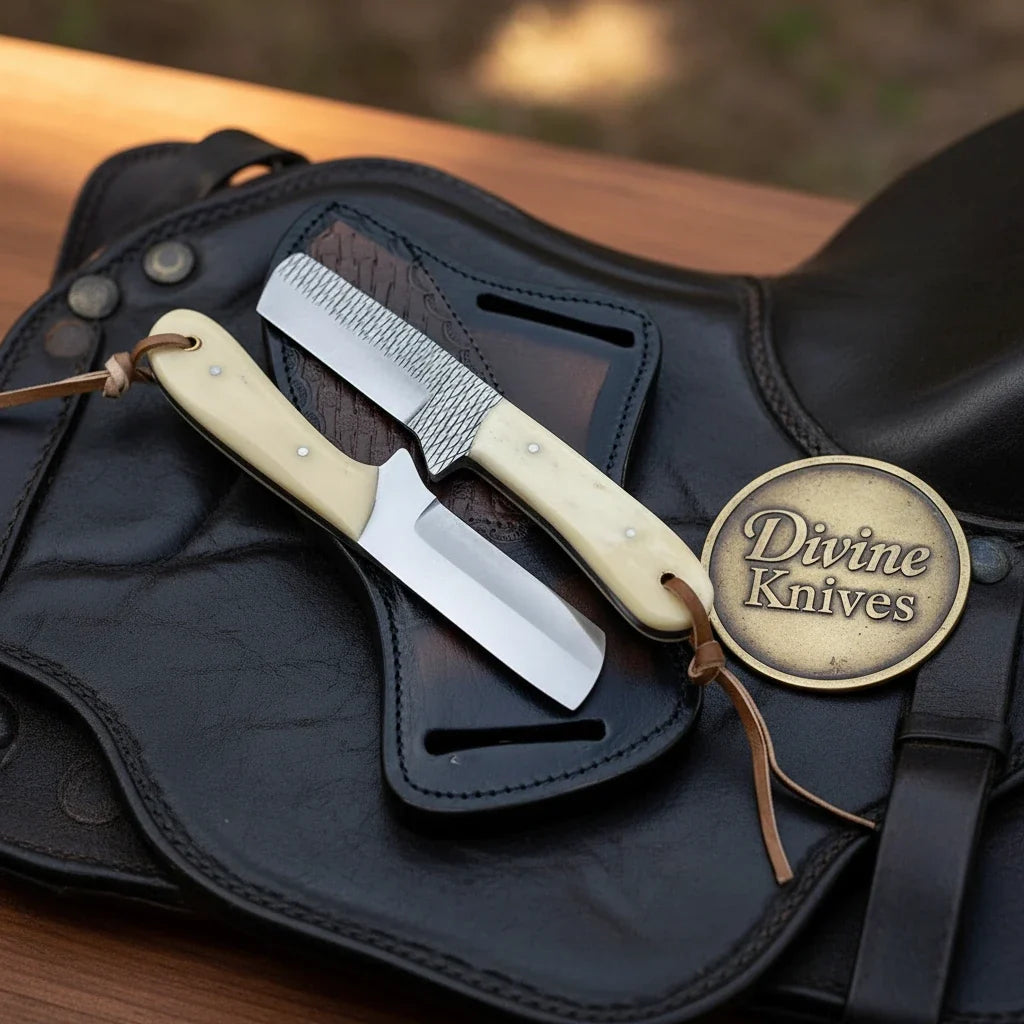 Rasp & D2 Steel Bone Bull Cutters with Natural Bone Handles by Divine Knives — view 1 of 1