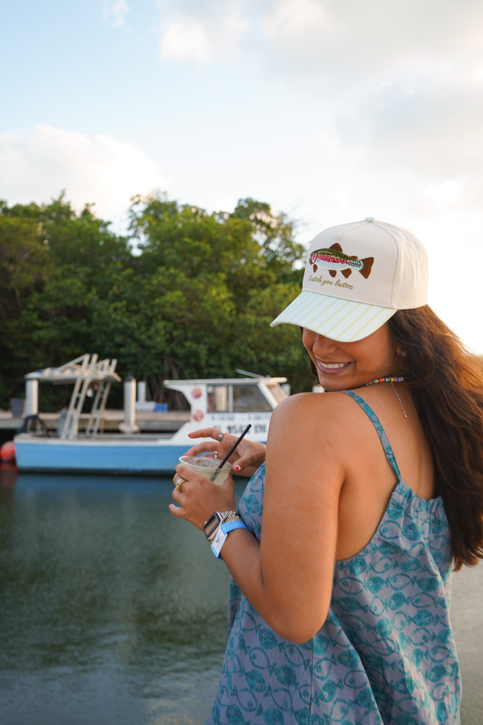 Catch You Later - Green Stripe Hat