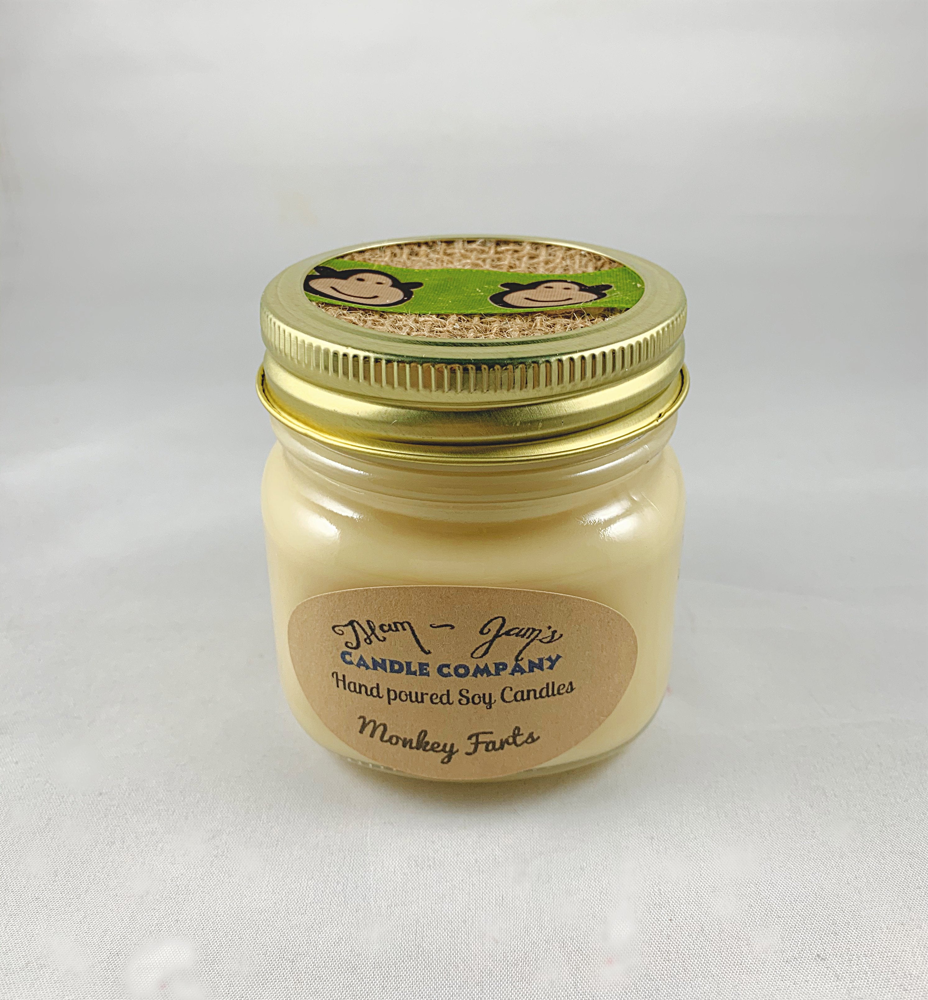 Monkey Farts soy candle and wax melts by Mam Jam’s Candle Company