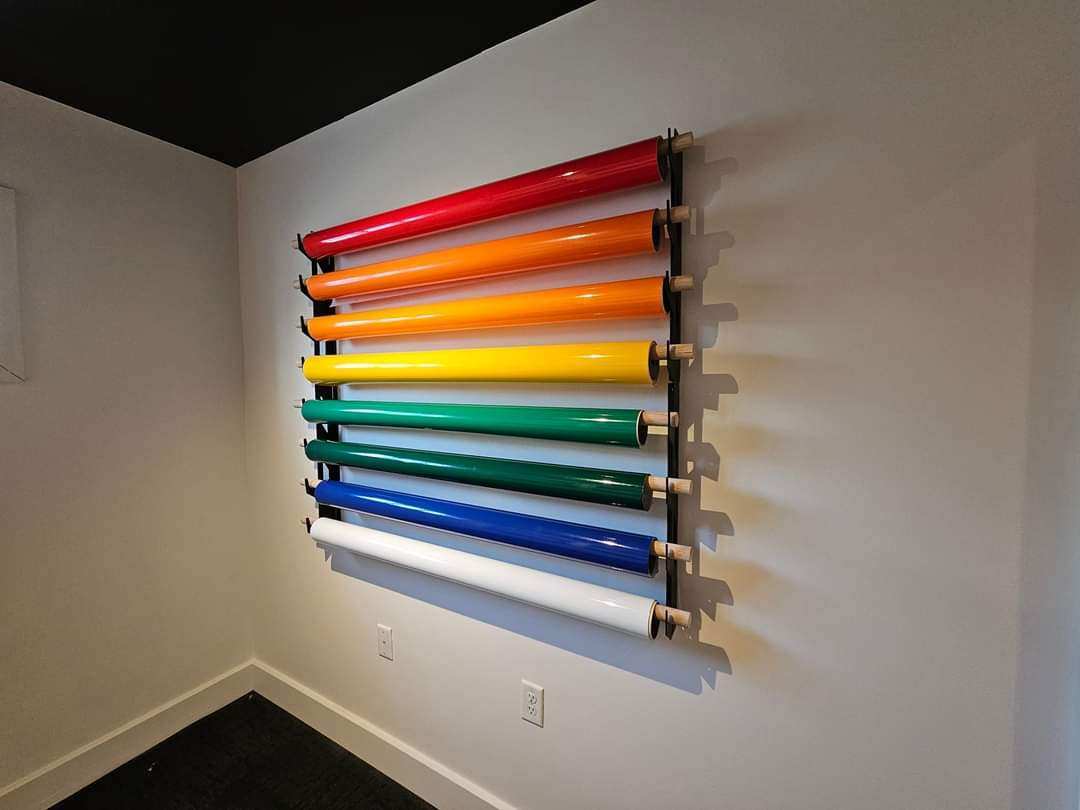 Wall-Mounted Vinyl, Tint, Paper & Cloth Wrap Rack - Modular Storage | Martin Metalwork" detail view by Martin Metalwork LLC
