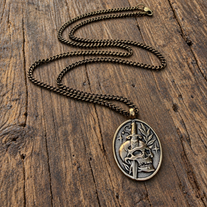 Death to Self Skull & Dagger - Bronze Christian necklace by Forged By Fire