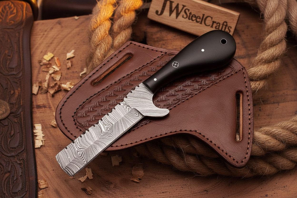 Blackhorn Ladder Damascus Bull Cutter by JW SteelCrafts