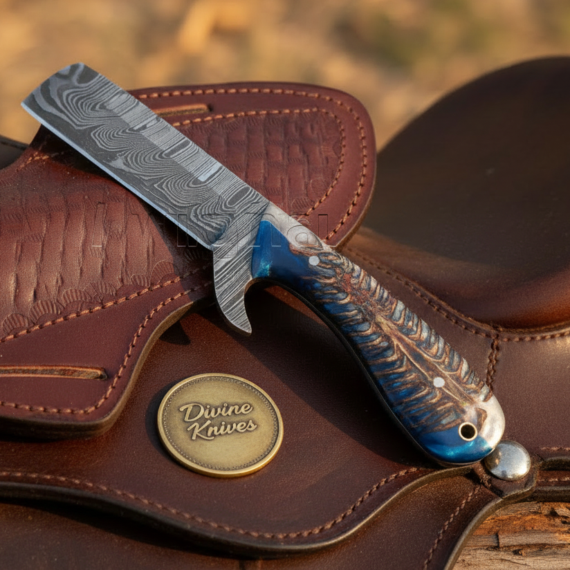 Blue Pine Cone Bull Cutter Knife for Working Cowboys and Collectors