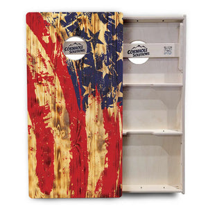 Faded Brush Burnt Flag Cornhole Boards - Professional Tournament Series by Cornhole Solutions, custom cornhole board detail photo 3