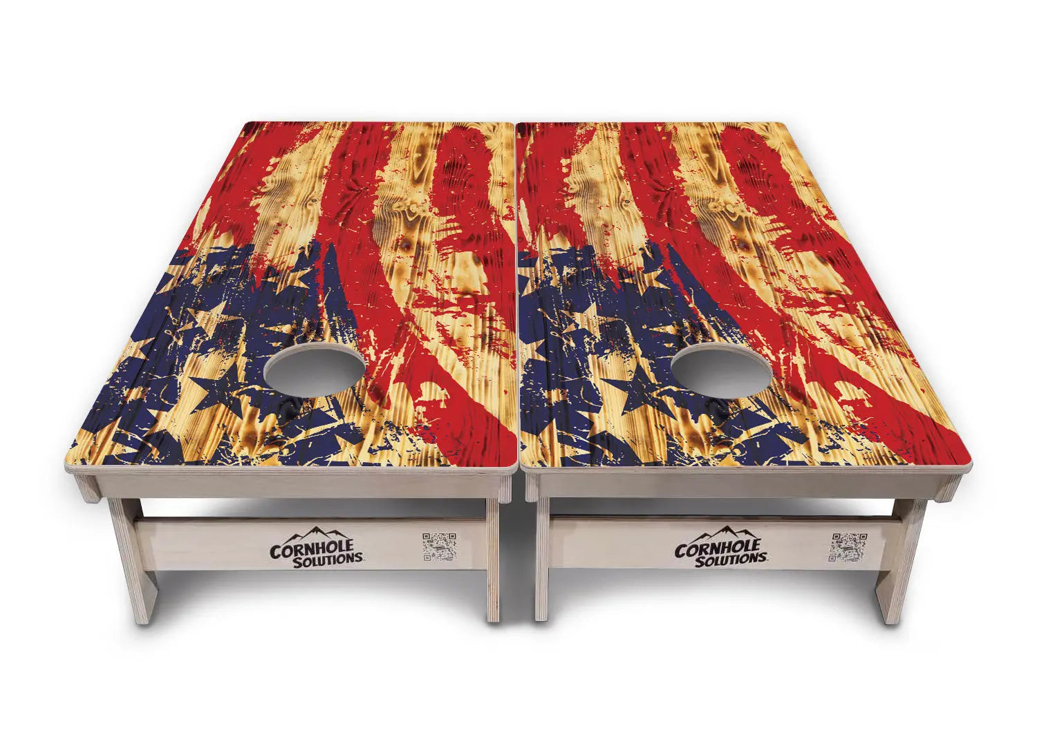 Faded Brush Burnt Flag Cornhole Boards - Professional Tournament Series by Cornhole Solutions, custom cornhole board detail photo 5